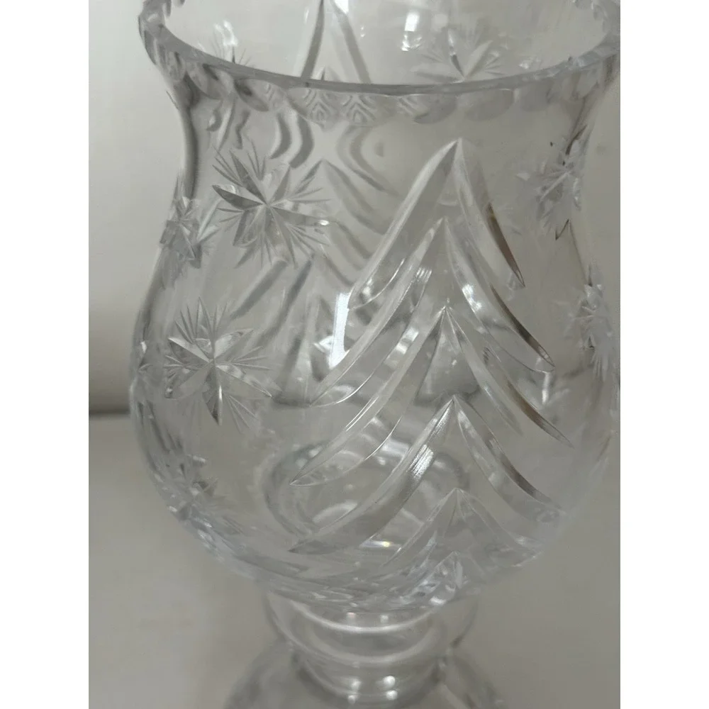Vintage Large‎ Hand Cut Crystal 2 Piece Hurricane Candle Lamp